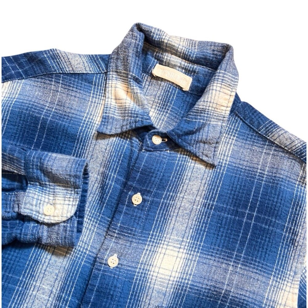 CP SHADES Blue/White Plaid Flannel Button Up Long Sleeve Cotton Shirt Men's Sz S